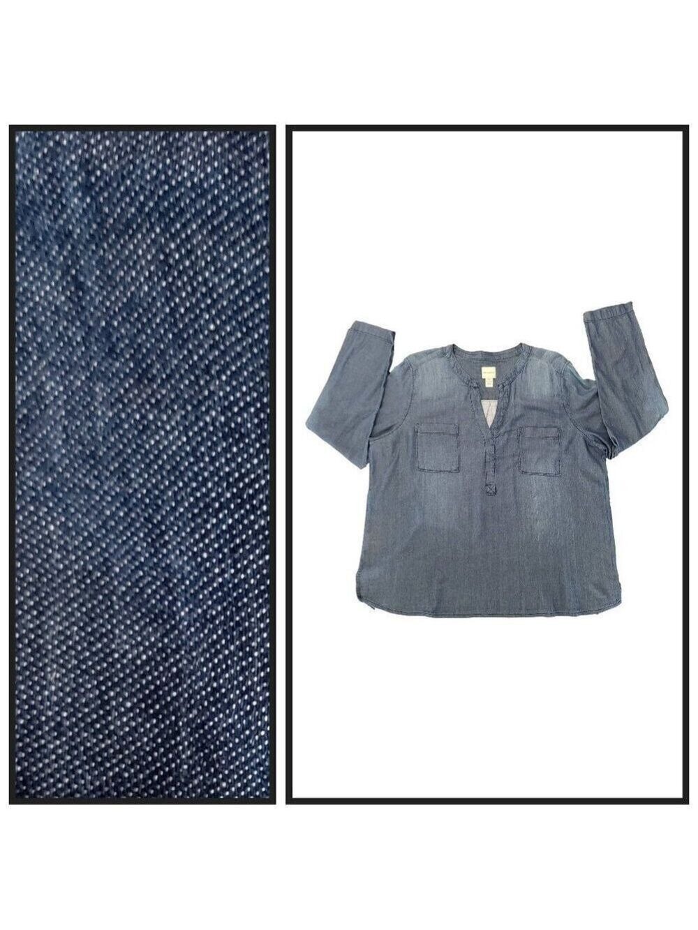 G.H. Bass XXL Chambray Shirt Blue Tencel Long Sleeve Casual Top